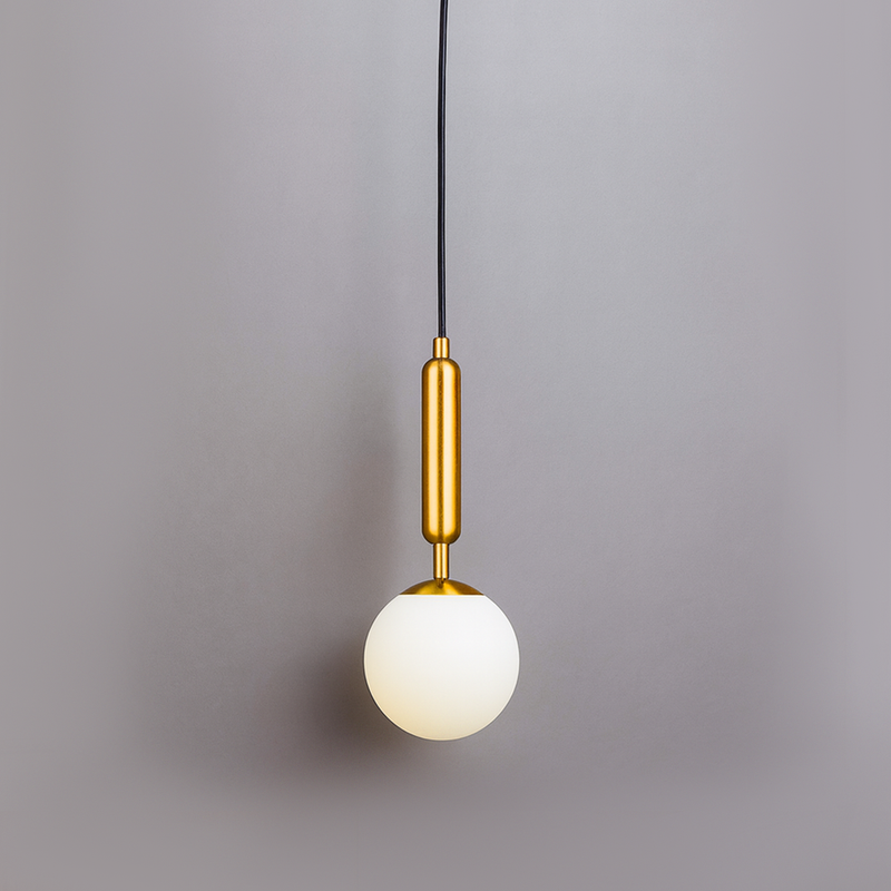 Світильник підвісний золотий з білим матовим плафоном D-15 cm E27 Gold Faro Bollo White 251088-100006447