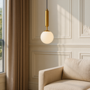 Світильник підвісний золотий з білим матовим плафоном D-15 cm E27 Gold Faro Bollo White 251088-100006447