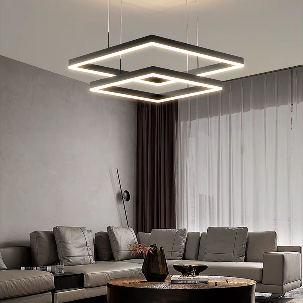 Підвісний світильник L-60+40 cm / L80+60 cm Led 60W/80W 3000K 4000K 6000K Black Square 250218-100004183