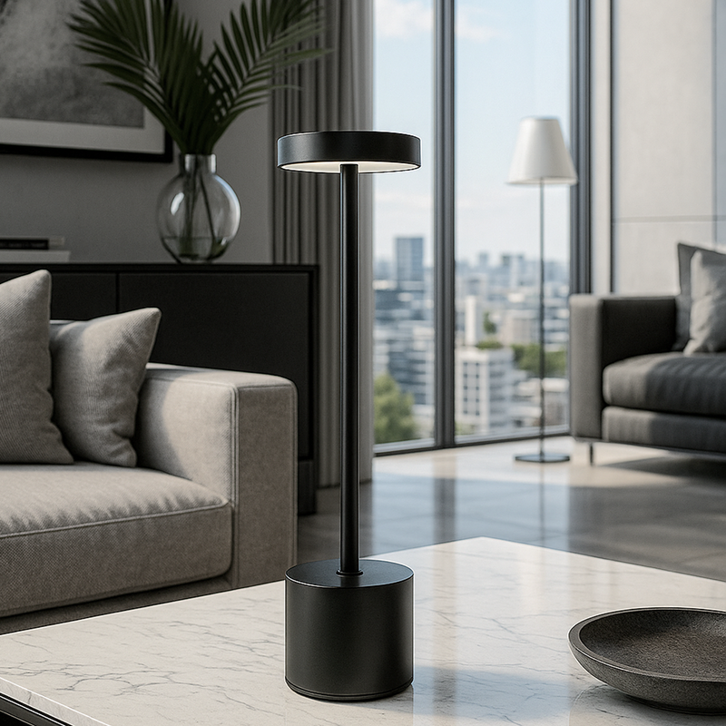 Настільна лампа чорна акумуляторна H-34 cm Led 7W Black Hermes 251188-100006554