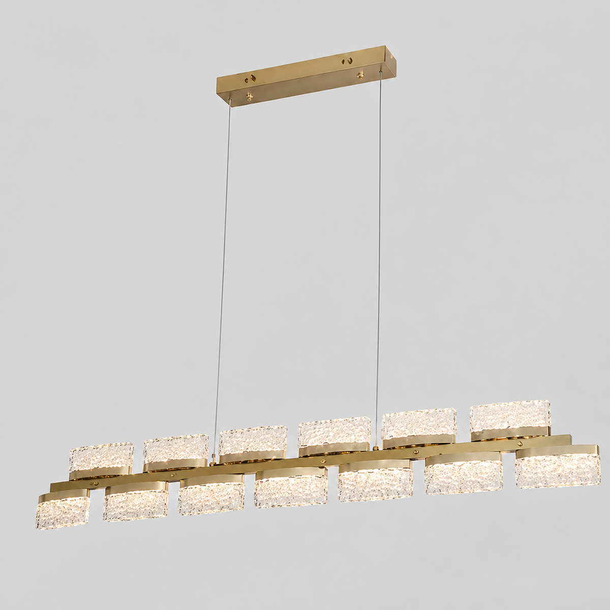 Люстра золота підвісна видовжена з акриловим плафоном L - 120 cm Led 74W Gold Mira 260622-100008059