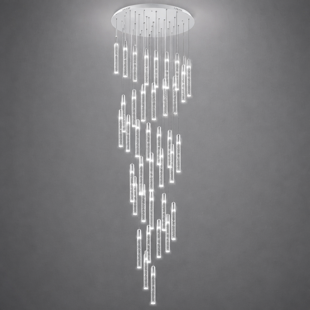 Каскадна люстра срібна D-80 cm Led 235W 4000K Chrome Cascade Imitation Bubbles 260222-100007374