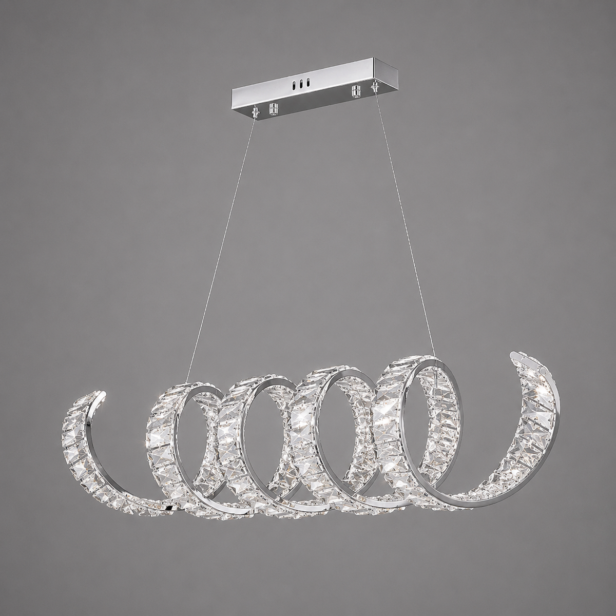 Підвісна люстра L-100 cm Led 80W 3000K 4000K 6000K Chrome Crystal Diamond 260822-100008567