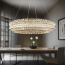 Люстра підвісна з хромованим корпусом та кришталевим плафоном D-80cm Chrome Premium Crystal Circle 250617-100005083