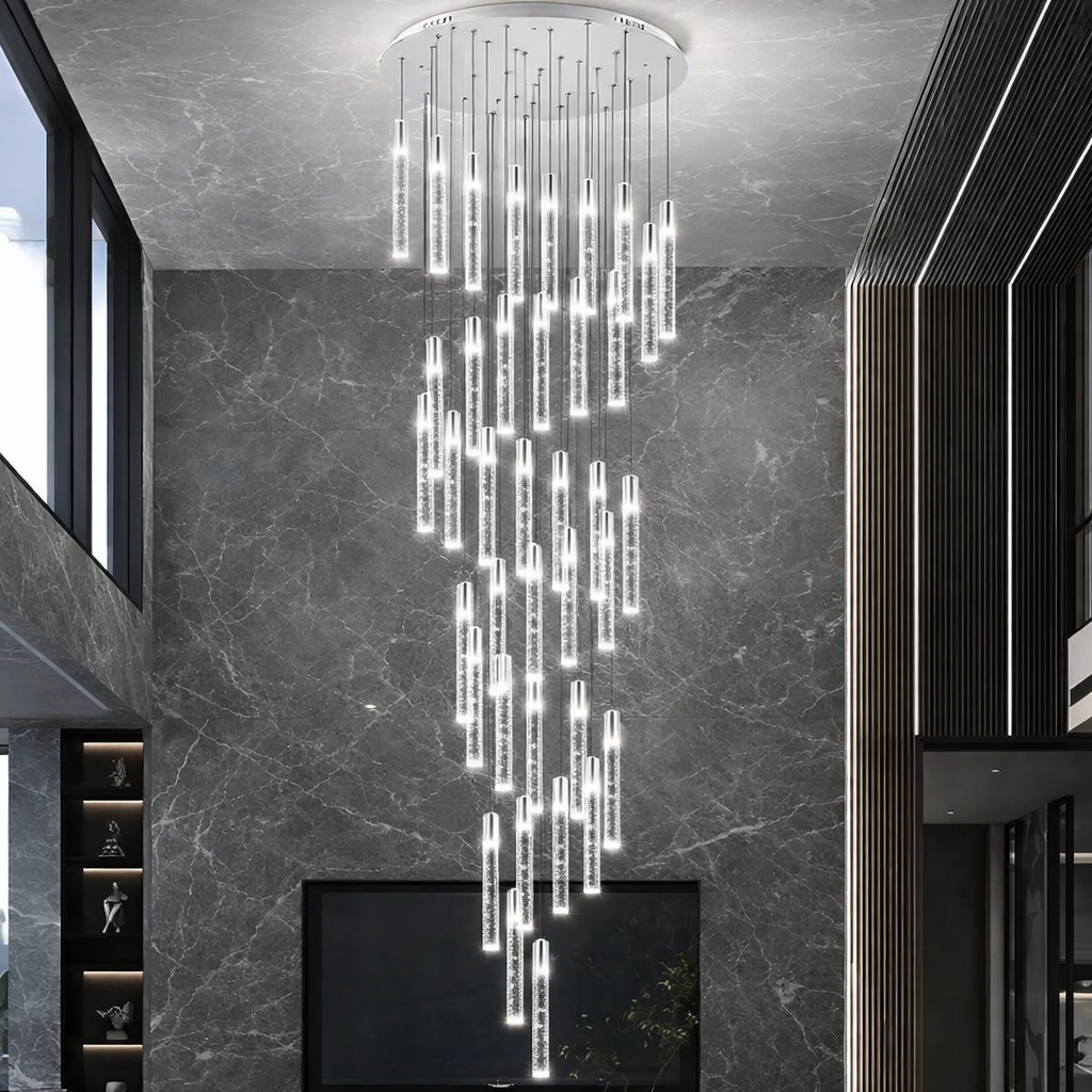 Каскадна люстра срібна D-80 cm Led 235W 4000K Chrome Cascade Imitation Bubbles 260222-100007374