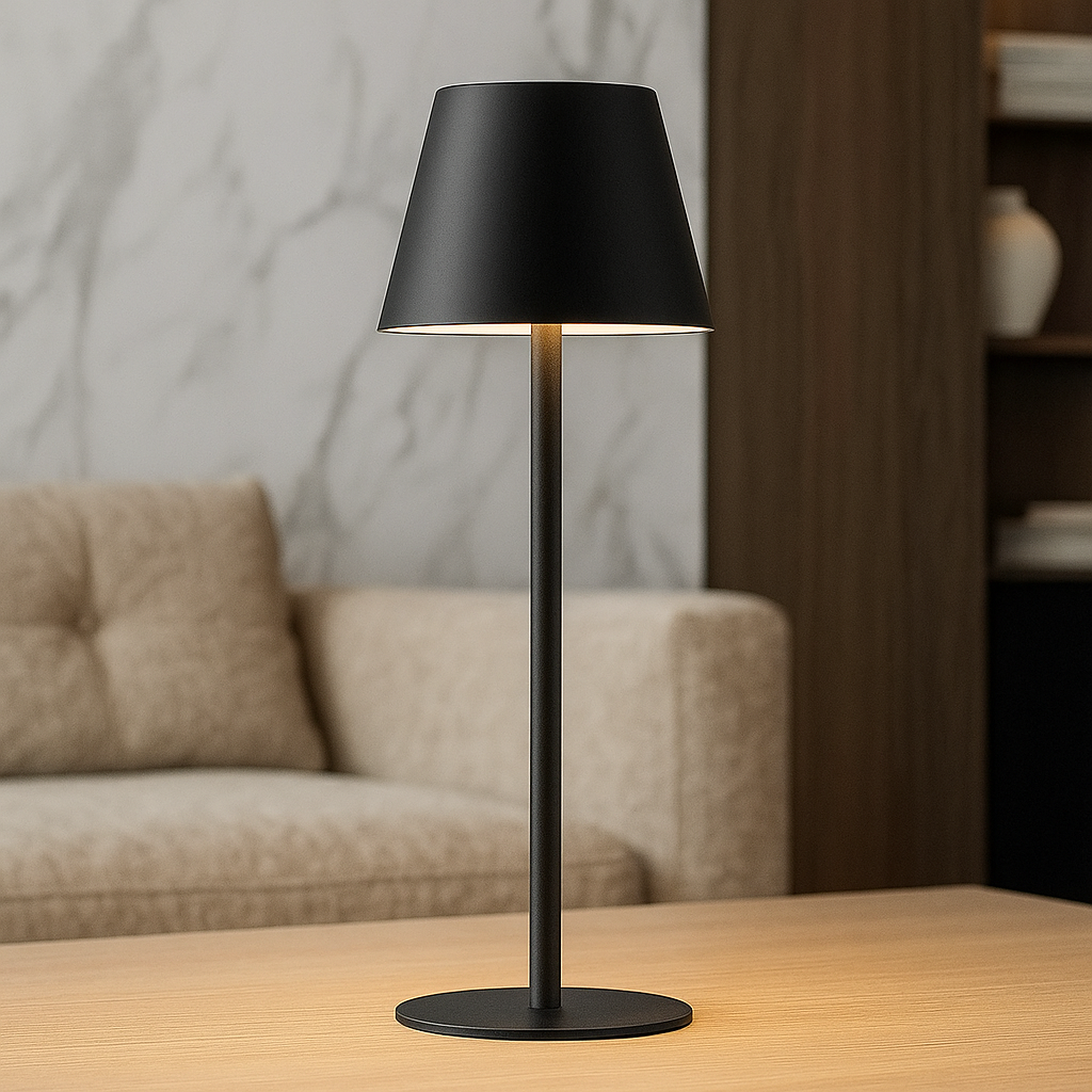 Настільна лампа чорна акумуляторна H-37 cm Led 10W Black T-Lamp 251188-100006555