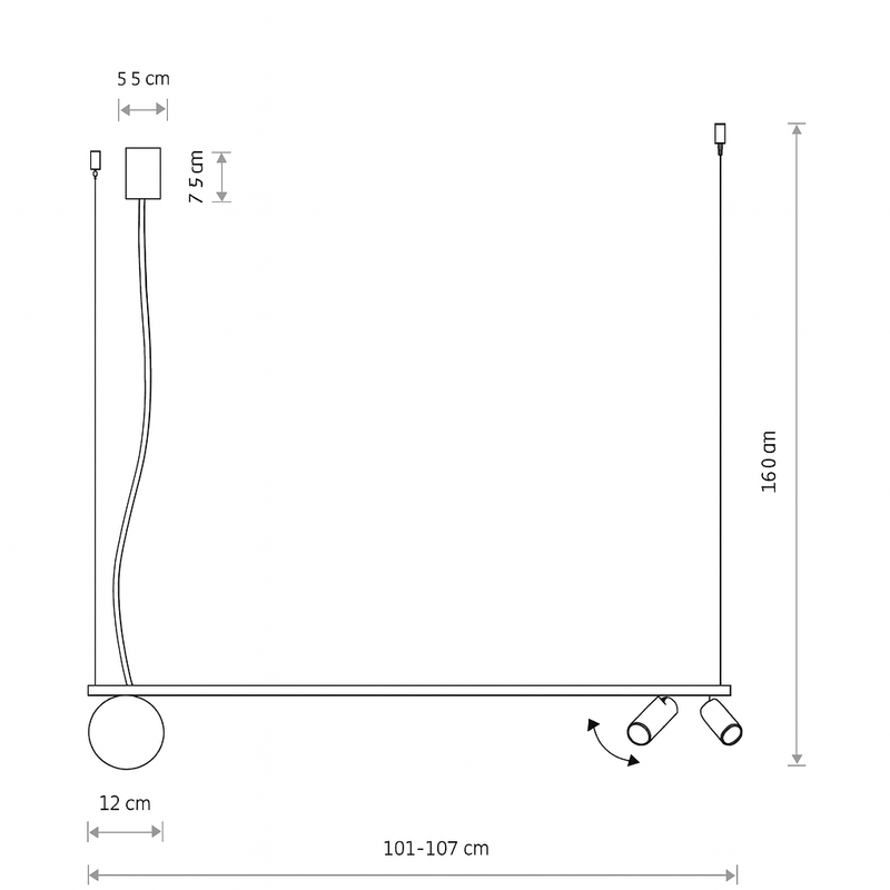 Люстра біла підвісна зі спотами W-101 cm GU10X3 White Bollo Spots 250810-100005843