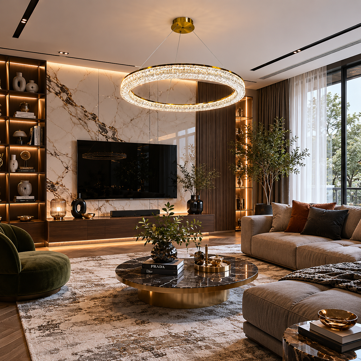 Люстра латунь світлодіодна D-60 cm Led 75W Gold Ice 260588-100007959