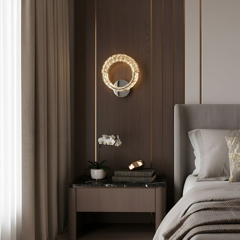 Настінний світильник срібний з кришталевим плафоном D-26 cm Led 43W Chrome Crystal Shine wall lamp 251176-100006663