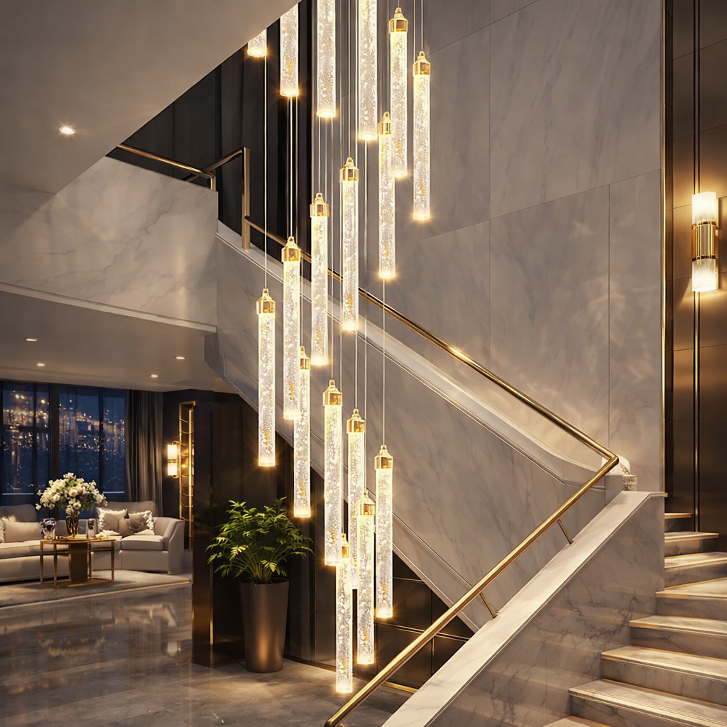 Каскадна люстра золота H-400 cm D-80 cm Led*48 235W 4000K Gold Cascade Imitation Bubbles 260222-100007373