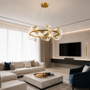 Люстра підвісна золота з акриловим фігурним плафоном D-60 cm / D-80 cm Led 18W / 30W Gold Curly 260735-100008416