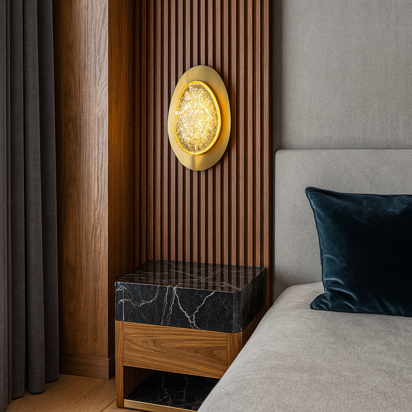 Настінний світильник золотий з прозорим плафоном L-30 cm Led Gold Shining Ellipse 251088-100006452