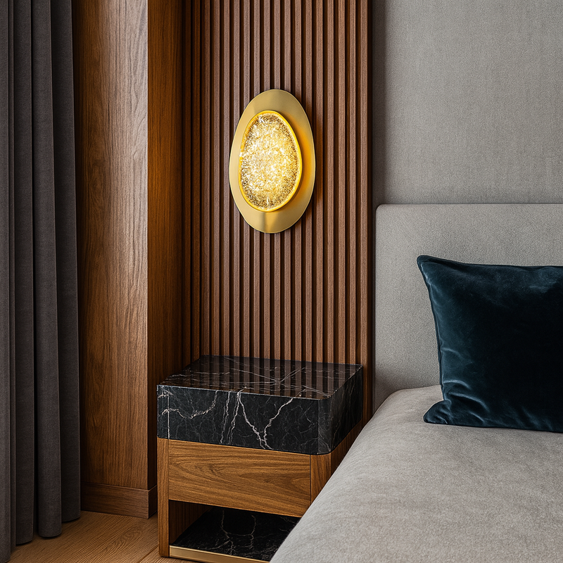 Настінний світильник золотий з прозорим плафоном L-30 cm Led Gold Shining Ellipse 251088-100006452