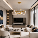 Люстра підвісна золота з акриловим фігурним плафоном D-60 cm / D-80 cm Led 18W / 30W Gold Curly 260735-100008416