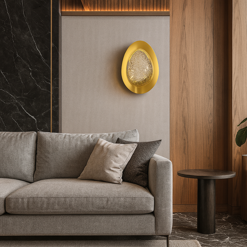 Настінний світильник золотий з прозорим плафоном L-30 cm Led Gold Shining Ellipse 251088-100006452