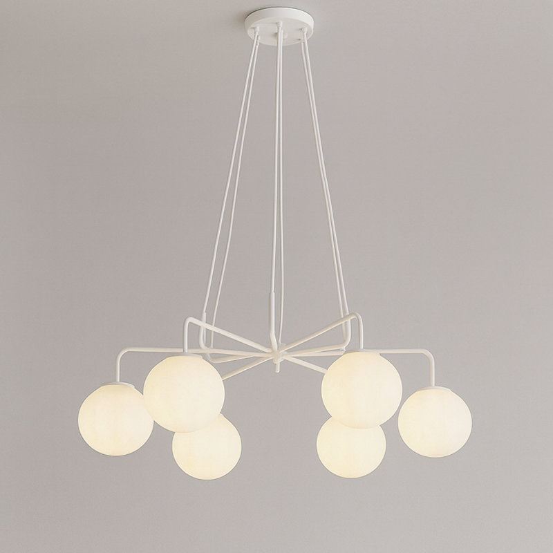 Люстра біла підвісна з круглими плафонами W-65 cm E14x6 White Faro Balls 250863-100005844