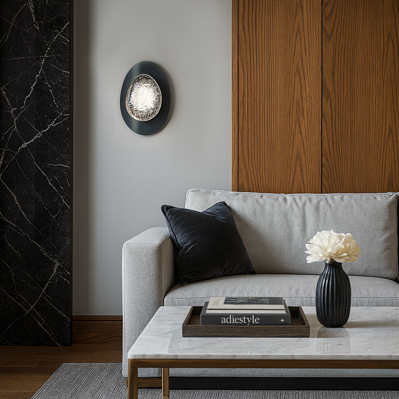 Настінний світильник чорний з прозорим плафоном L-30 cm Led Black Shining Ellipse 251088-100006460