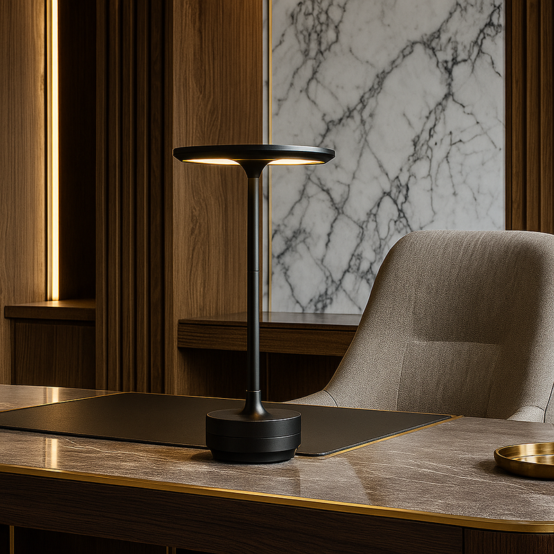 Настільна лампа чорна акумуляторна H-28 cm Led 10W Black Clin 251188-100006557