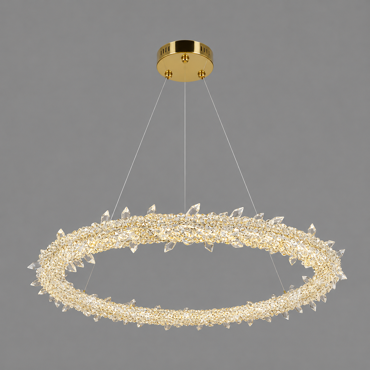 Люстра золота підвісна світлодіодна D-60 cm Led 120W Gold Crystal Ice 260588-100007963