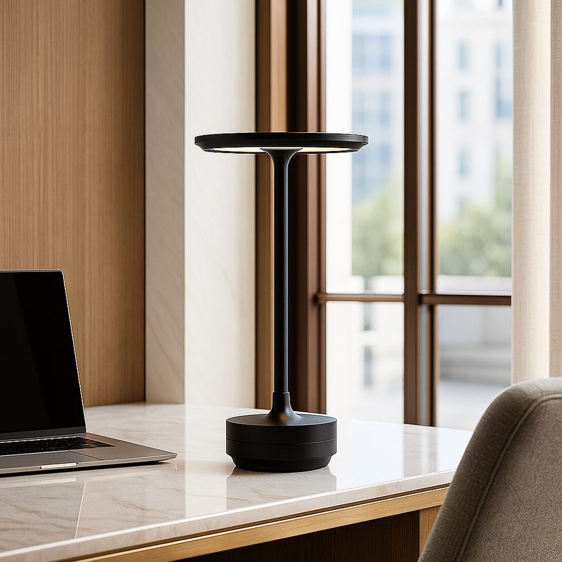 Настільна лампа чорна акумуляторна H-28 cm Led 10W Black Clin 251188-100006557