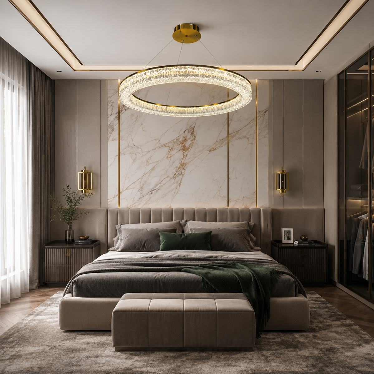 Люстра латунь світлодіодна D-60 cm Led 75W Gold Ice 260588-100007959