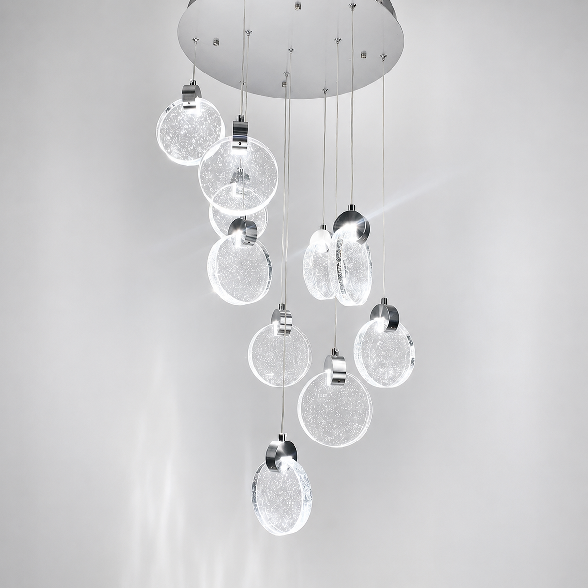 Люстра підвісна каскадна хромована на 10 / 15 підвісів D-44 cm Led 50W Chrome Coins 260519-100008041