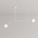 Люстра біла підвісна з 2 круглими плафонами W-120 cm E14x2 White Double Bollo 250863-100005847