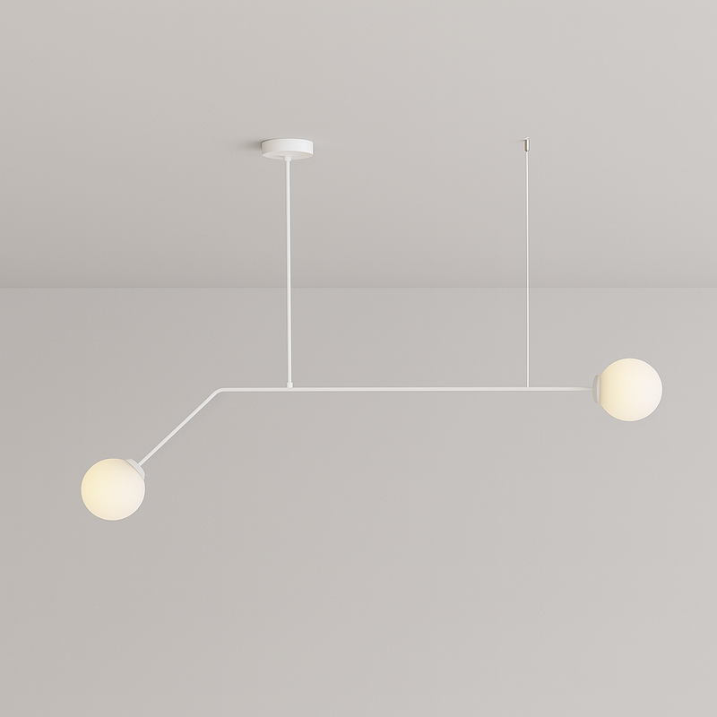 Люстра біла підвісна з 2 круглими плафонами W-120 cm E14x2 White Double Bollo 250863-100005847