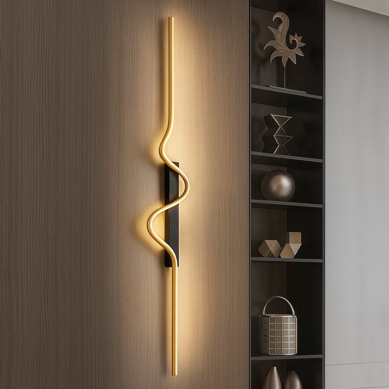 Настінний світильник золотий з чорним кріпленням L-60 cm/ 80 cm Led Gold+Black Wave Line 251088-100006461