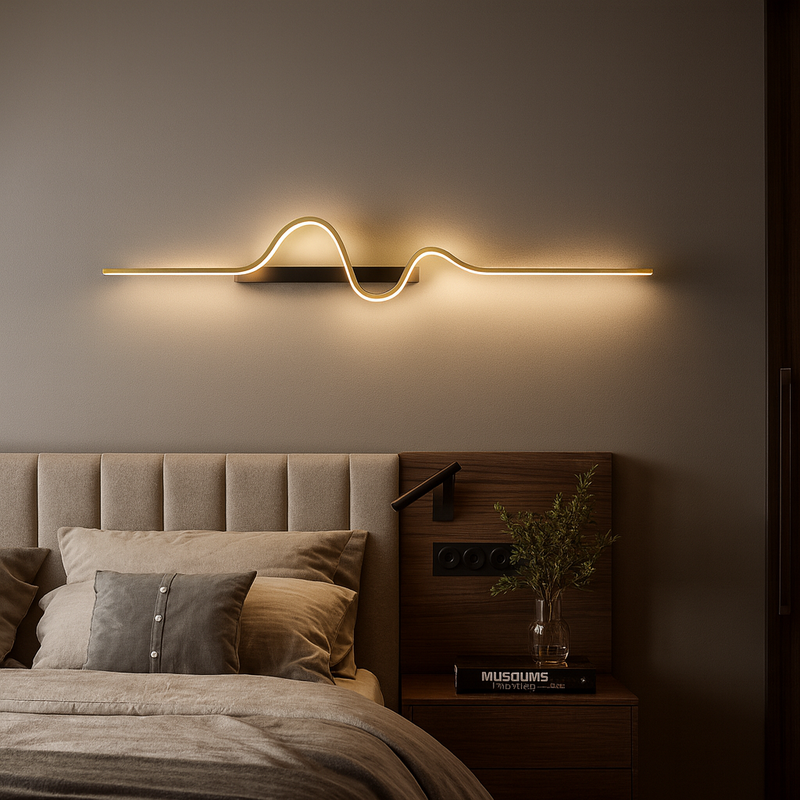 Настінний світильник золотий з чорним кріпленням L-60 cm/ 80 cm Led Gold+Black Wave Line 251088-100006461