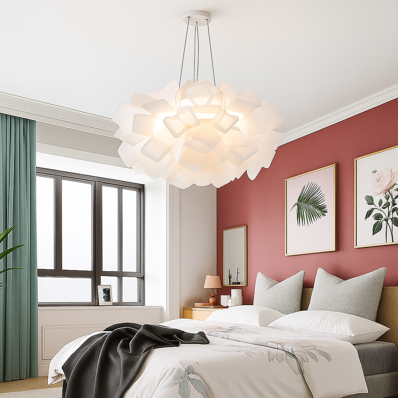 Люстра підвісна біла Хмаринка Квітка D-53 cm/D-75 cm Cloud Flower Lamp Led 48W / E27x5 250622-100005302