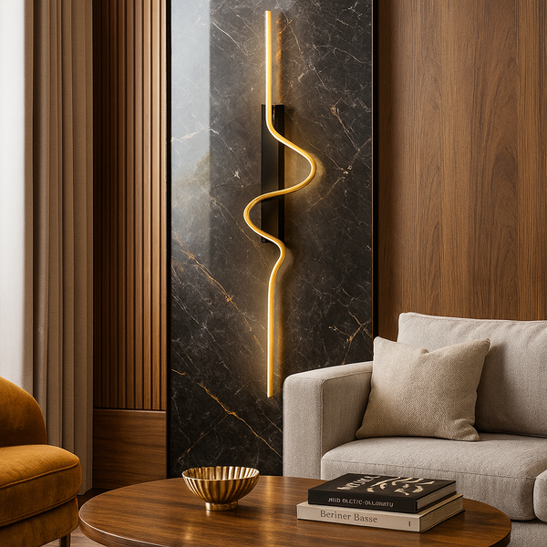 Настінний світильник золотий з чорним кріпленням L-60 cm/ 80 cm Led Gold+Black Wave Line 251088-100006461