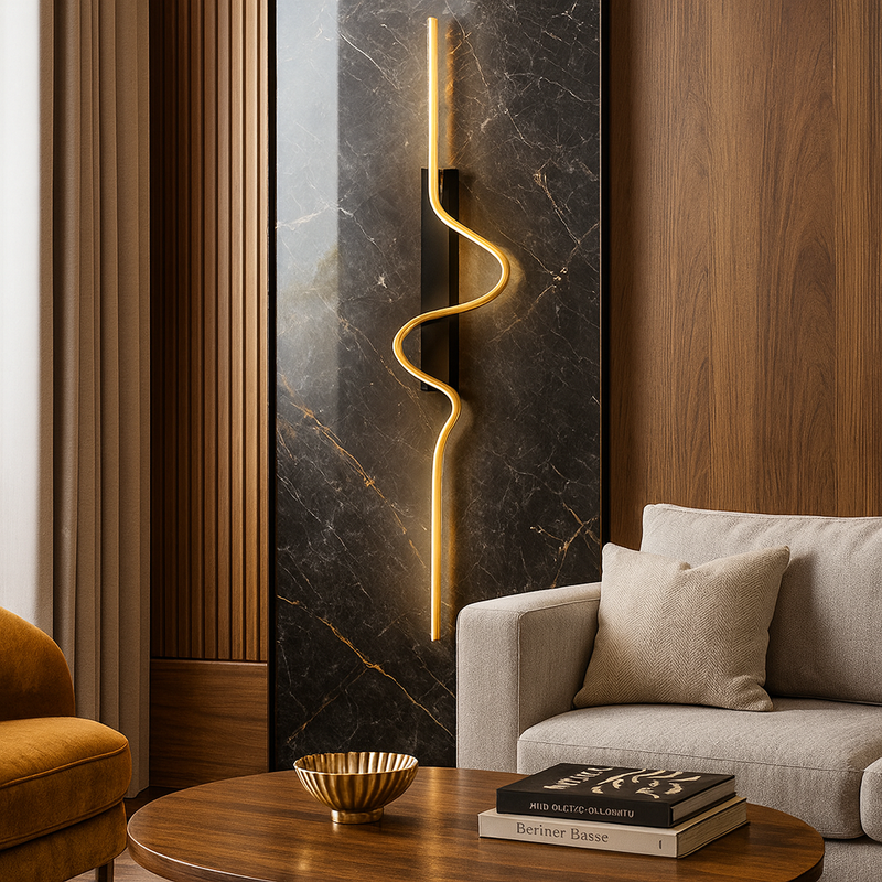 Настінний світильник золотий з чорним кріпленням L-60 cm/ 80 cm Led Gold+Black Wave Line 251088-100006461