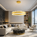 Підвісна люстра золота брашована світлодіодна D-60 cm / 80 cm Led 150W / 200W Gold Frozen 250819-100005870