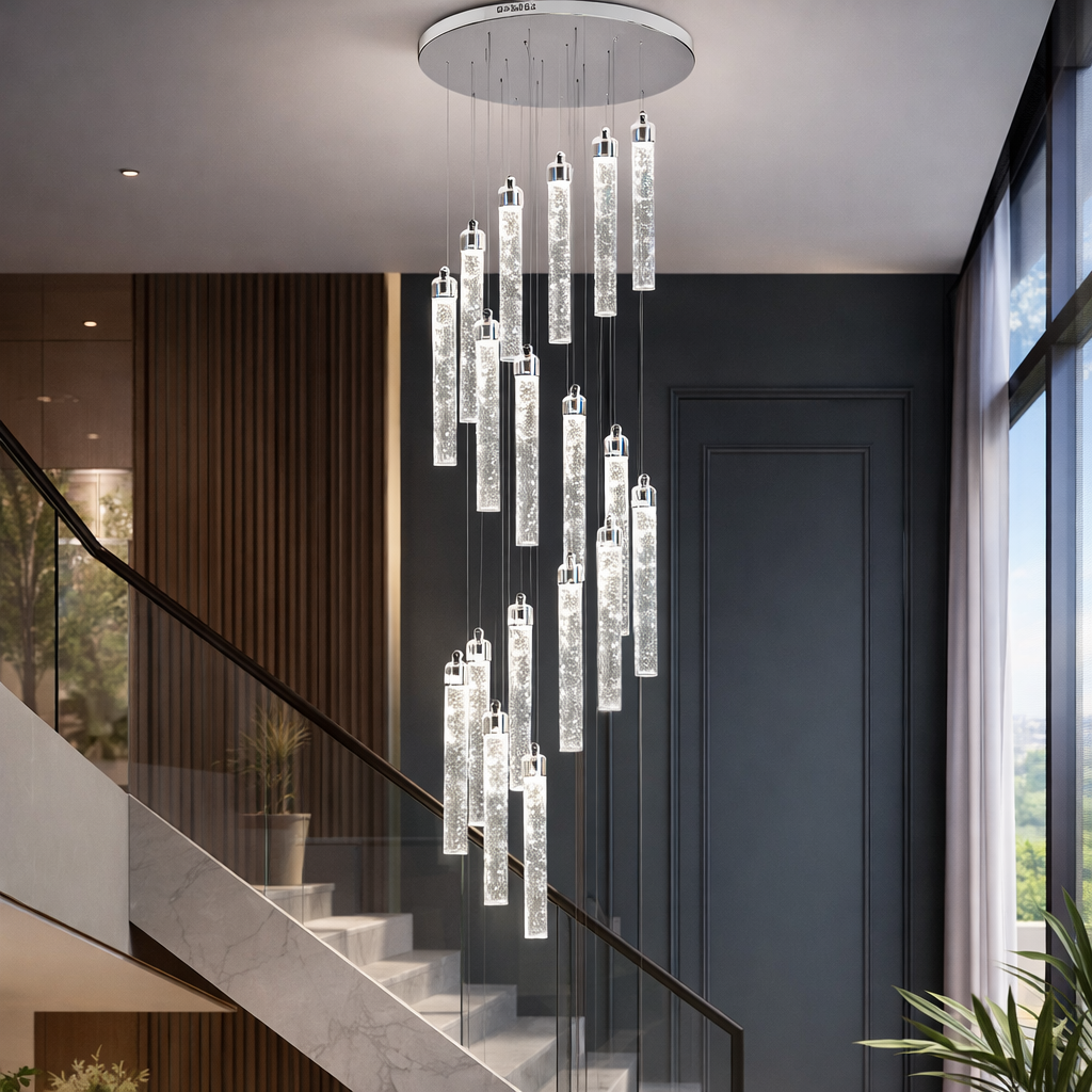 Каскадна люстра срібна D-20 cm Led 90W 4000K Chrome Cascade Imitation Bubbles 260222-100007369