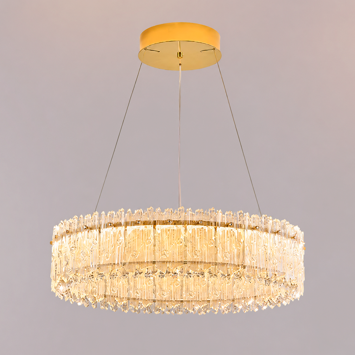 Люстра підвісна золота з кришталевим плафоном D-40 cm / D-60 cm Led 54W / 68W Gold Crystal 260622-100008056