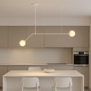 Люстра біла підвісна з 2 круглими плафонами W-120 cm E14x2 White Double Bollo 250863-100005847