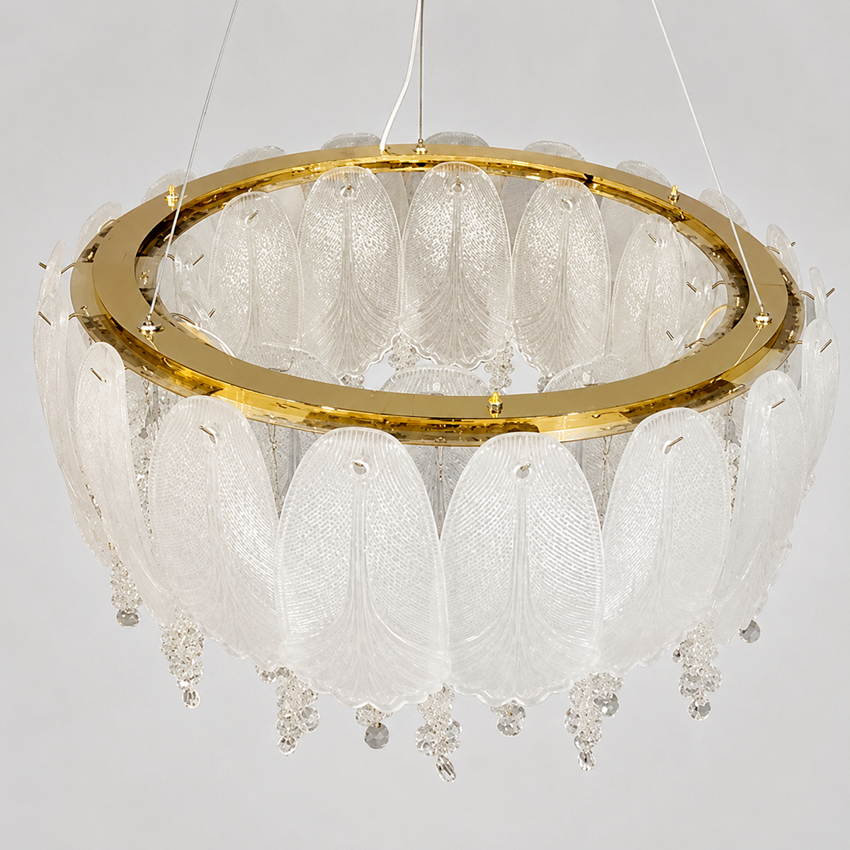 Люстра підвісна з матовими скляними пелюстками D-51 cm Led 95W Flower 260735-100008443