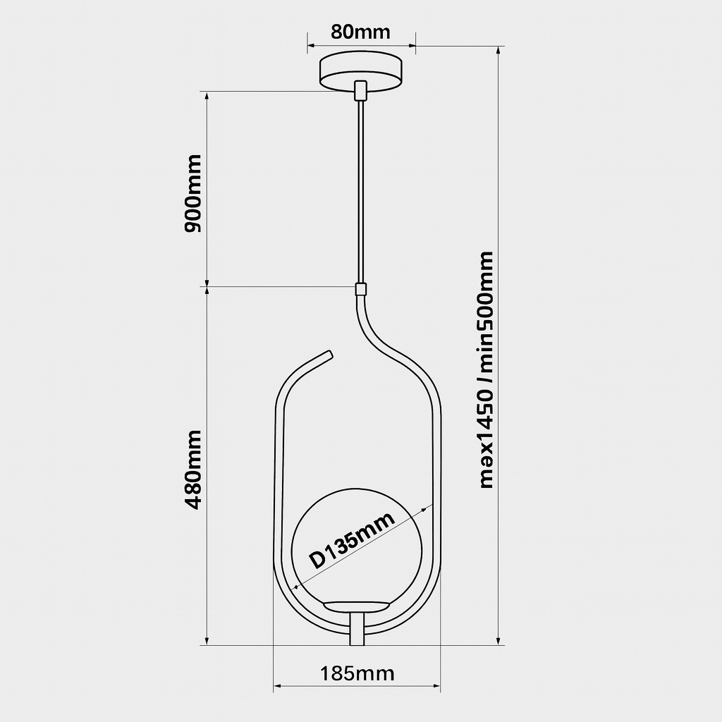 Світильник білий підвісний D-18,5 cm E14 White Faro Bollo 250863-100005849