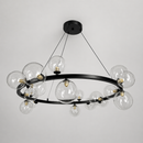 Підвісна люстра чорна з прозорими плафонами D-95 cm G9*18 Black+Clear Bubbles 260418-100007830