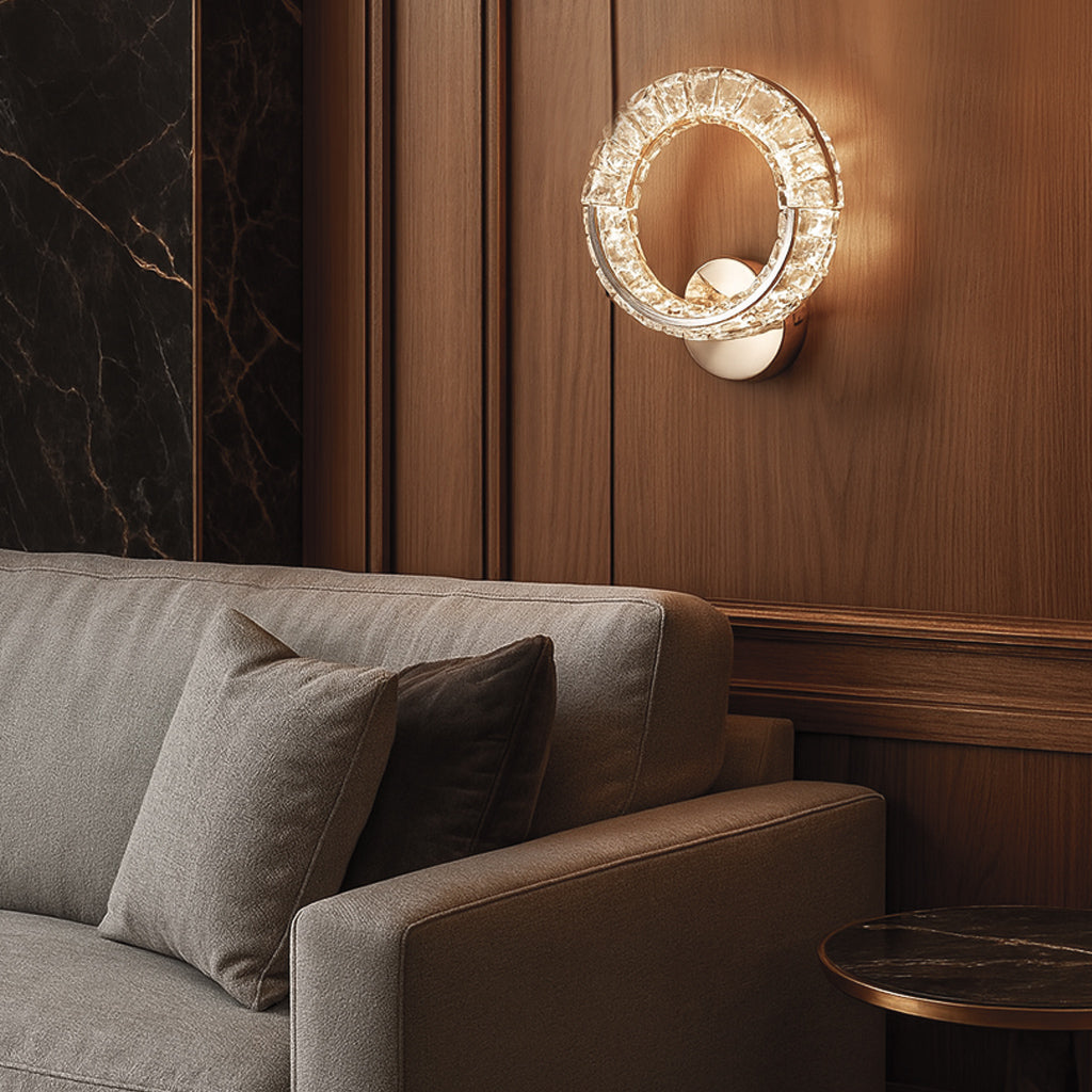 Настінний світильник золотий з кришталевим плафоном D-26 cm Led 43W Gold Crystal Shine wall lamp 251176-100006662