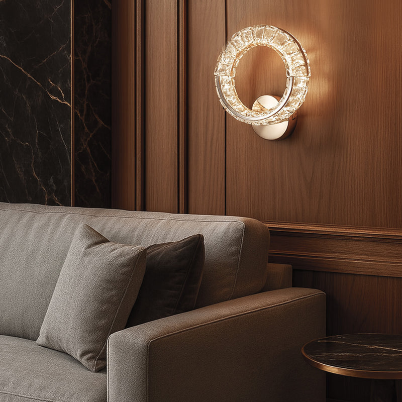 Настінний світильник золотий з кришталевим плафоном D-26 cm Led 43W Gold Crystal Shine wall lamp 251176-100006662