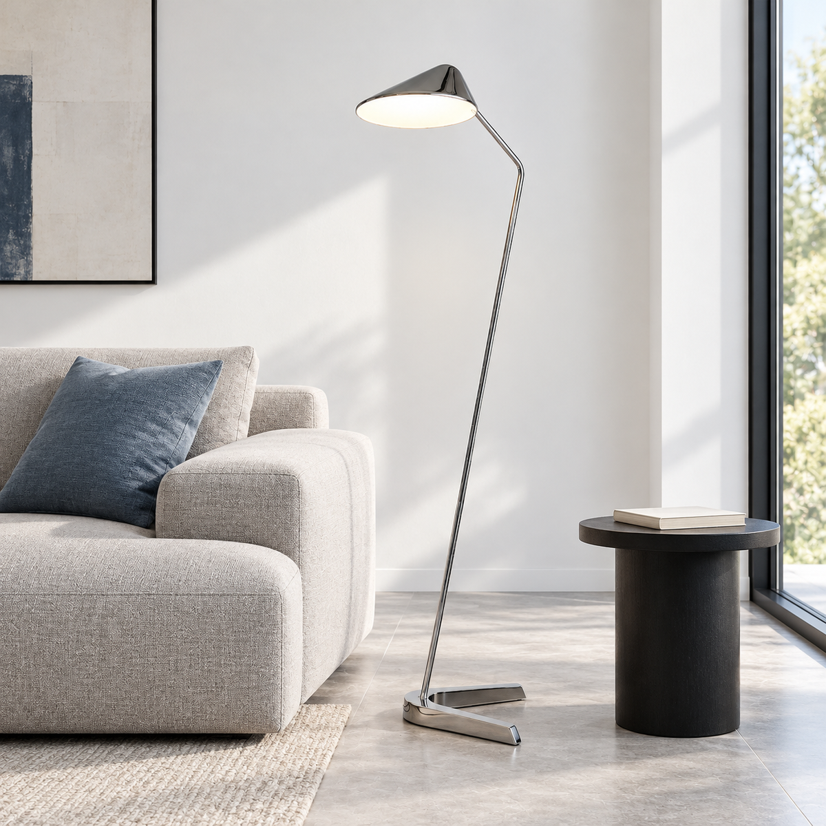 Підлоговий торшер срібний H-140 cm Led 10W 3000K Chrome Elina 261018-100009082