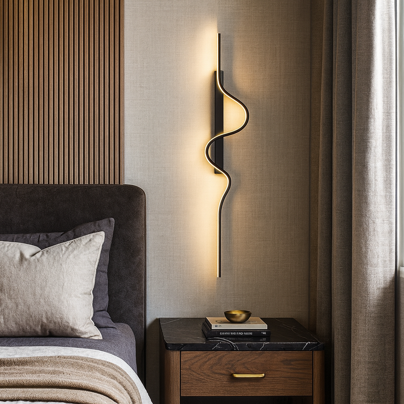 Настінний світильник чорний з чорним кріпленням L-60 cm/ 80 cm Led Black Wave Line 251088-100006462