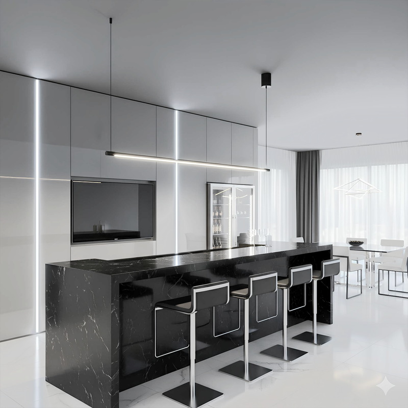 Підвісний світильник чорний лінійний 4000K L-100 сm Led 20W / L-120 cm Led 30W Pipeline Black 250358-100004291