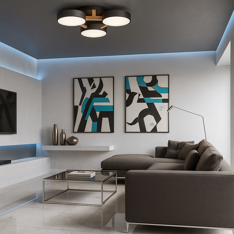 Стельова люстра чорна з дерева D-46 cm Led 36W Wooden 3 Black 250458-100004472