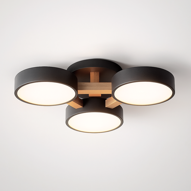 Стельова люстра чорна з дерева D-46 cm Led 36W Wooden 3 Black 250458-100004472