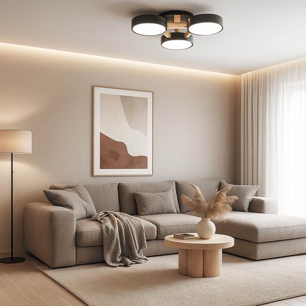 Стельова люстра чорна з дерева D-46 cm Led 36W Wooden 3 Black 250458-100004472