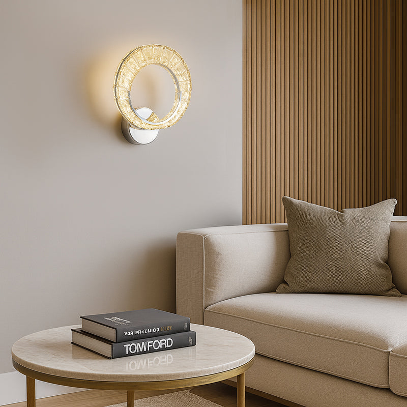 Настінний світильник срібний з кришталевим плафоном D-26 cm Led 43W Chrome Crystal Shine wall lamp 251176-100006663