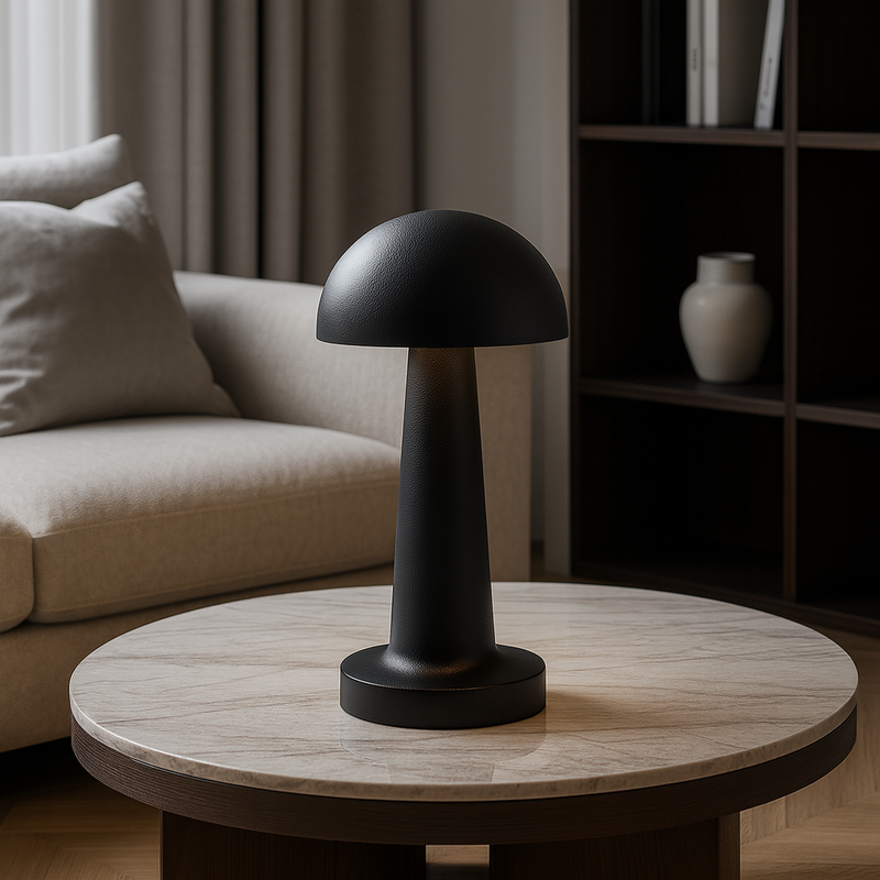 Настільна лампа чорна акумуляторна H-22 cm Led Mushroom Black 251031-100006272